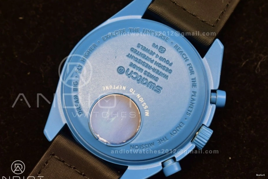 Swatch Neptune Omega on Quartz Moonwatch to Strap x Mission Nylon Bioceramic 0126